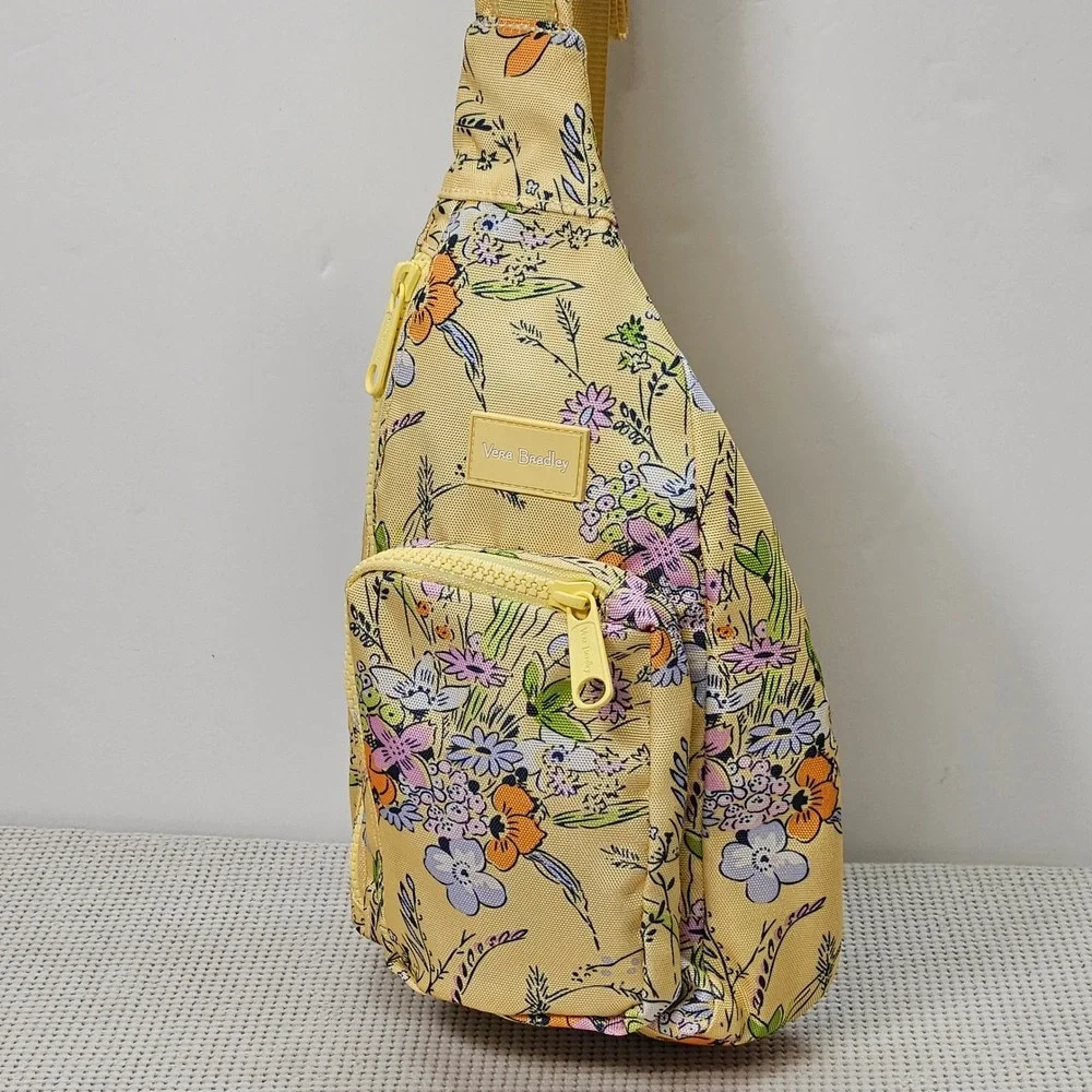 Vera Bradley Yellow‎ Wildflower Floral Sling Backpack Crossbody Bag Canvas